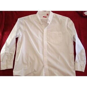Mens Izod Loose Fit Supreme Oxford Long Sleeve White Button Down Dress Shirt XL